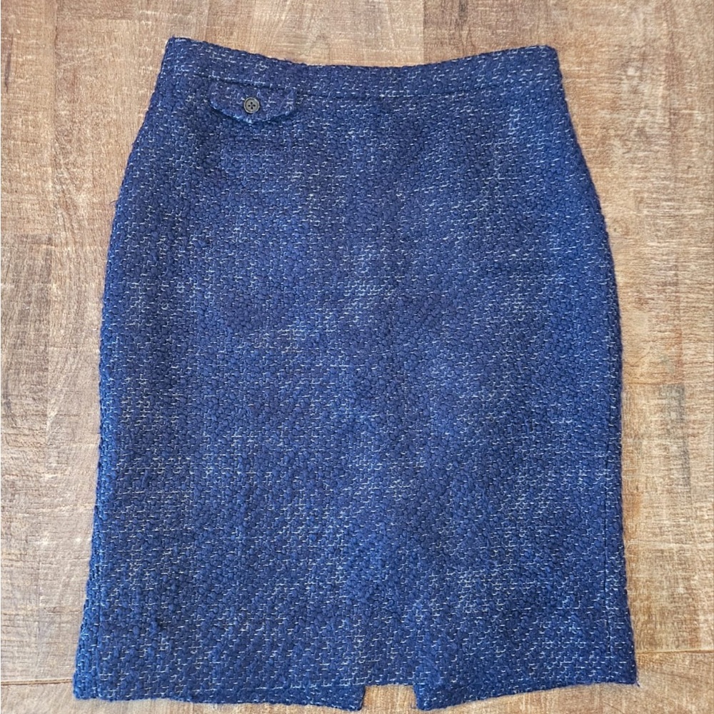 J Crew blue pencil skirt wool mix size 6